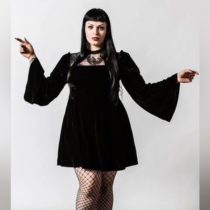 Killstar Crimson Kiss Velvet Babydoll Dress | Black | Large
